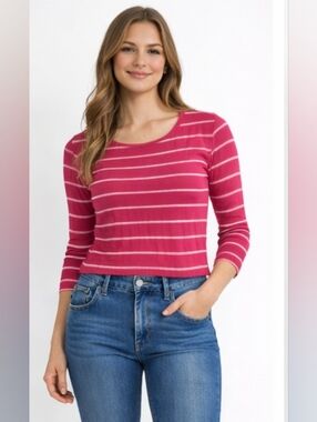 4/$20 Pink Striped Women's Sweater